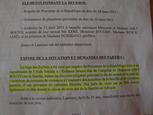 Accusations mises dans la bouche de ma fille