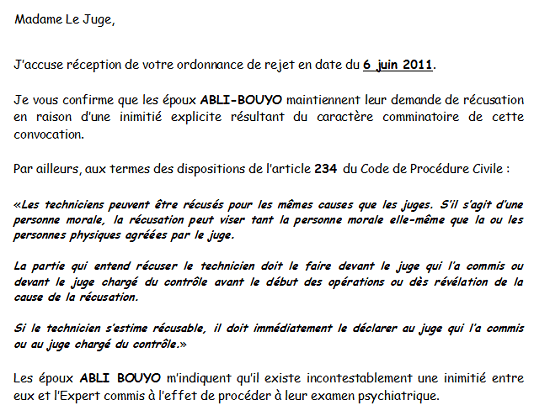 Récusation de l'expert désigné