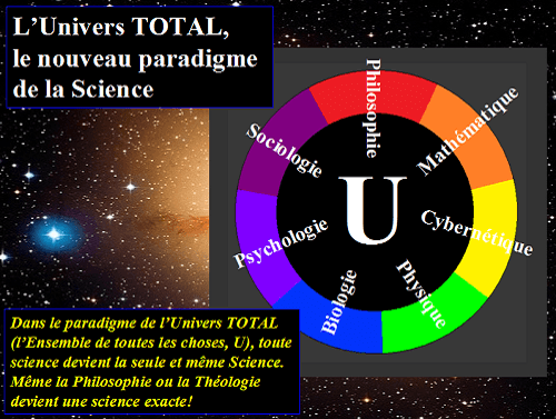 L'Univers TOTAL est le Nouveau Paradigme, le vrai fondement de la science;
		toutes les sciences sont les différentes manières d'aborder une seule science fondamentale: la Science de l'Univers TOTAL
