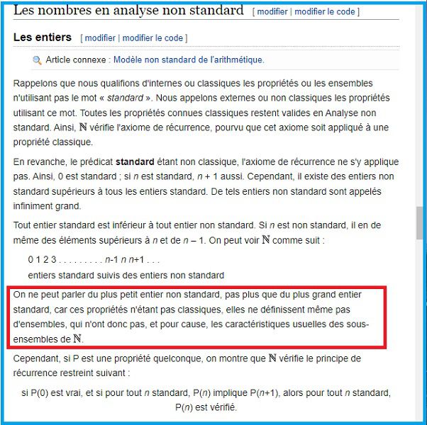 Entiers standard et entiers non standard