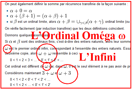 L'Ordinal Oméga, l'Infini