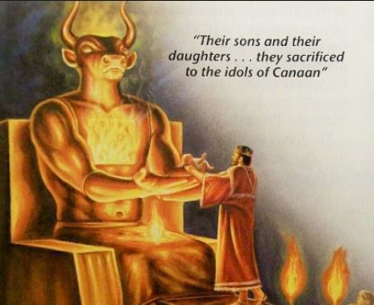 Sacrifice des enfants à l'idole cananéenne Moloch