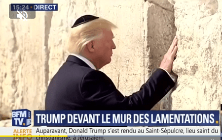 Donald Trump devant le mur des Lamentations