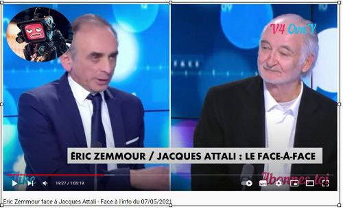 Eric Zemmour le prétendant à l'Elysée et Jacques Attali le grand mondialiste