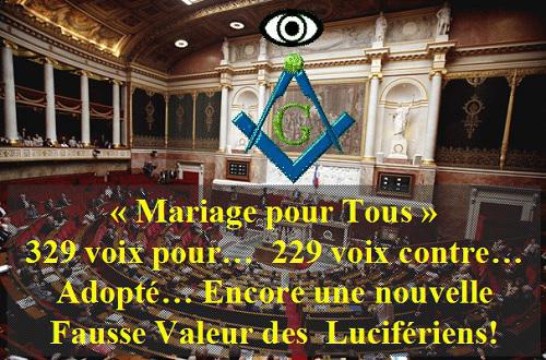 Mariage pour tous, nouvelle Fausse Valeur Luciférienne