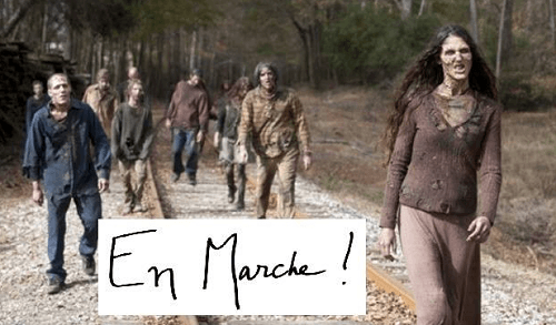 Peuple français zombifié en marche derrière Macron