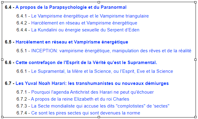 Quelques documents du plan du site traitant du phénoème Diable