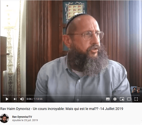 Vidéo de Rav Dynovisz, Qui est le mal?